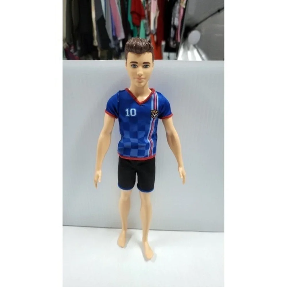 Ken Doll Soccer Player Outfit Blue Jersey Shorts Number 10 Fashion Doll
